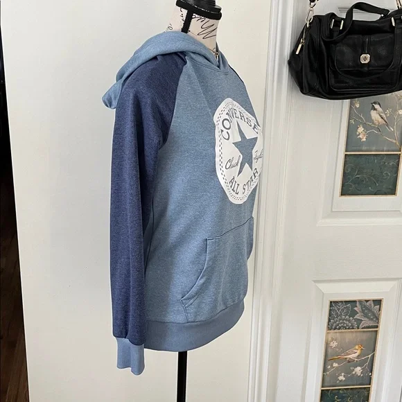 💗Youths Unisex NWOT Converse Two-Tone Blue Hoodie - Picture 7 of 17
